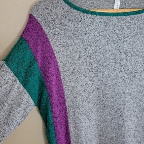 Emerald | Heathered Gray Purple Teal Lightweight Sweater Size Small - Picture 2 of 5